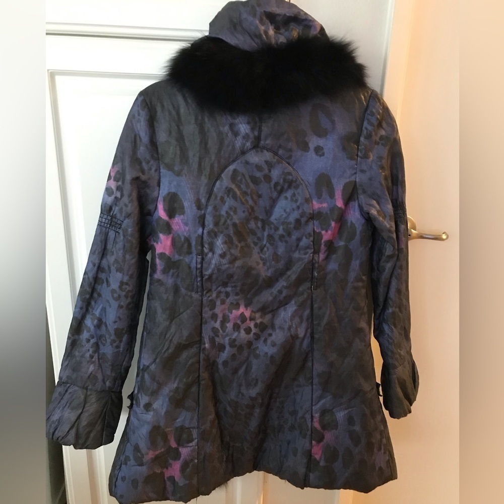 Colette Paris coat with real fur fox trim SZ S - Picture 11 of 13